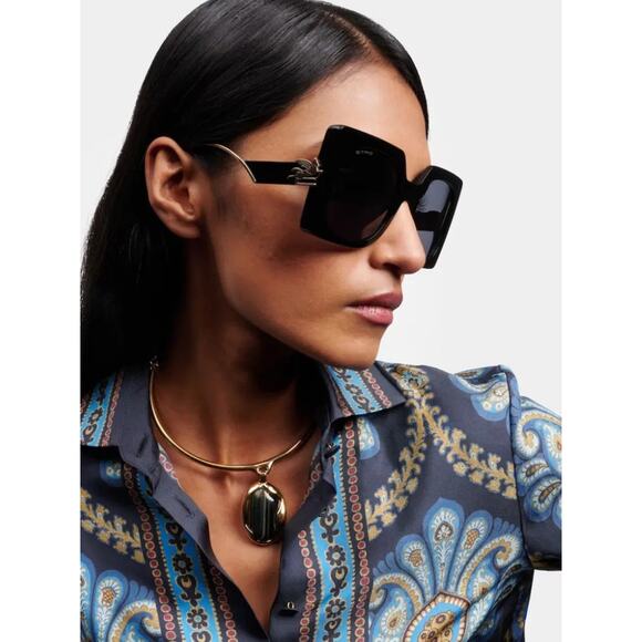 New, ETRO Sunglasses ETRO0026/S 807IR Oversized Square Black Frame